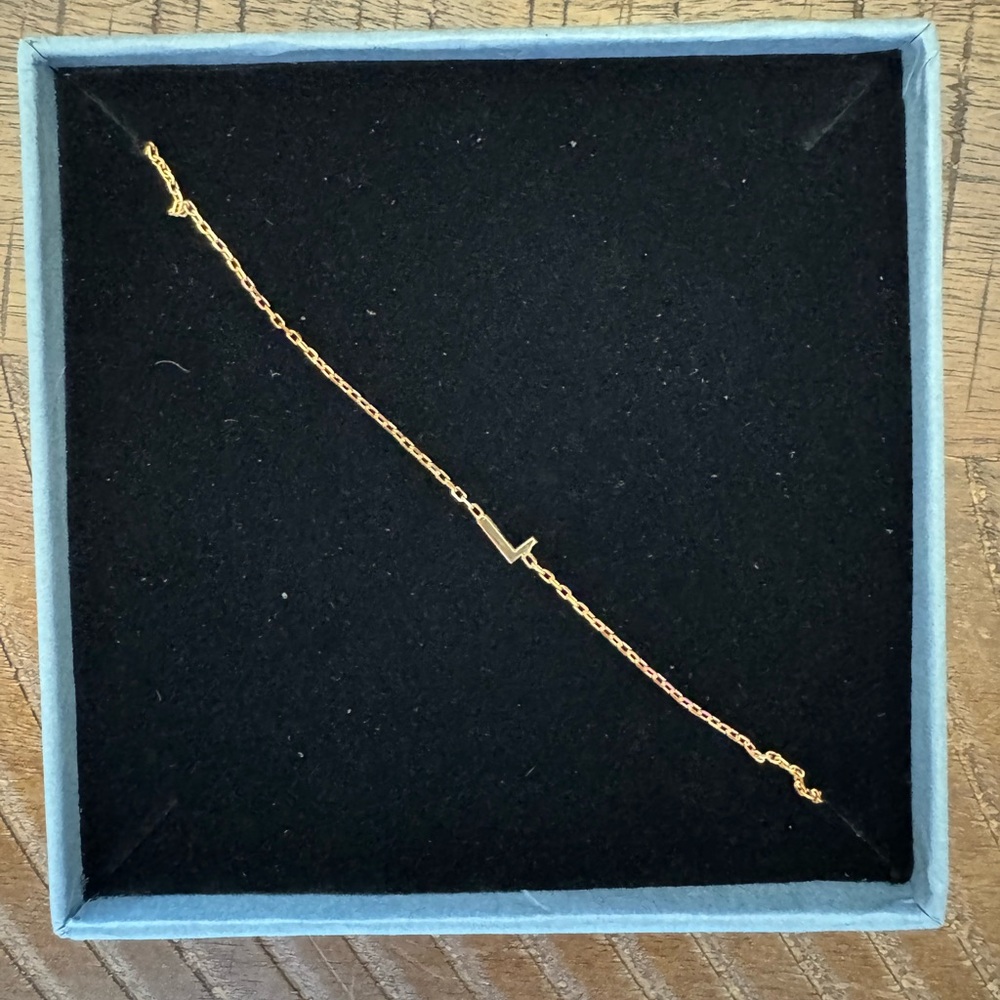 Gold Initial 'L’ Necklace 18 Inches New In Gift Box, Extender Included